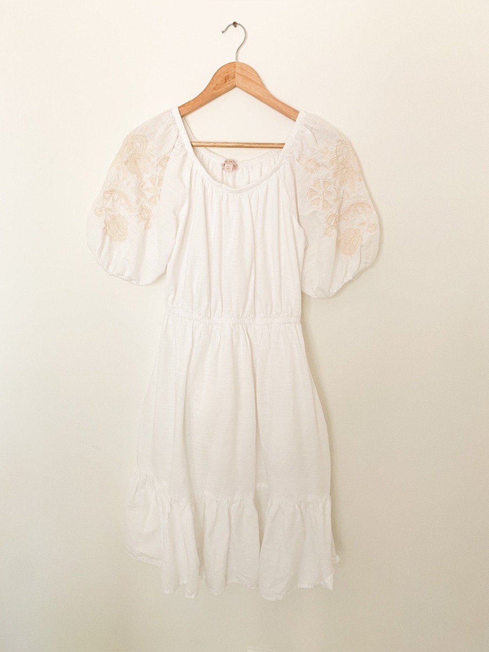 KNOX ROSE White Embroidered Midi Dress | 100% Cotton Boho Prairie Dress - Picture 2 of 8